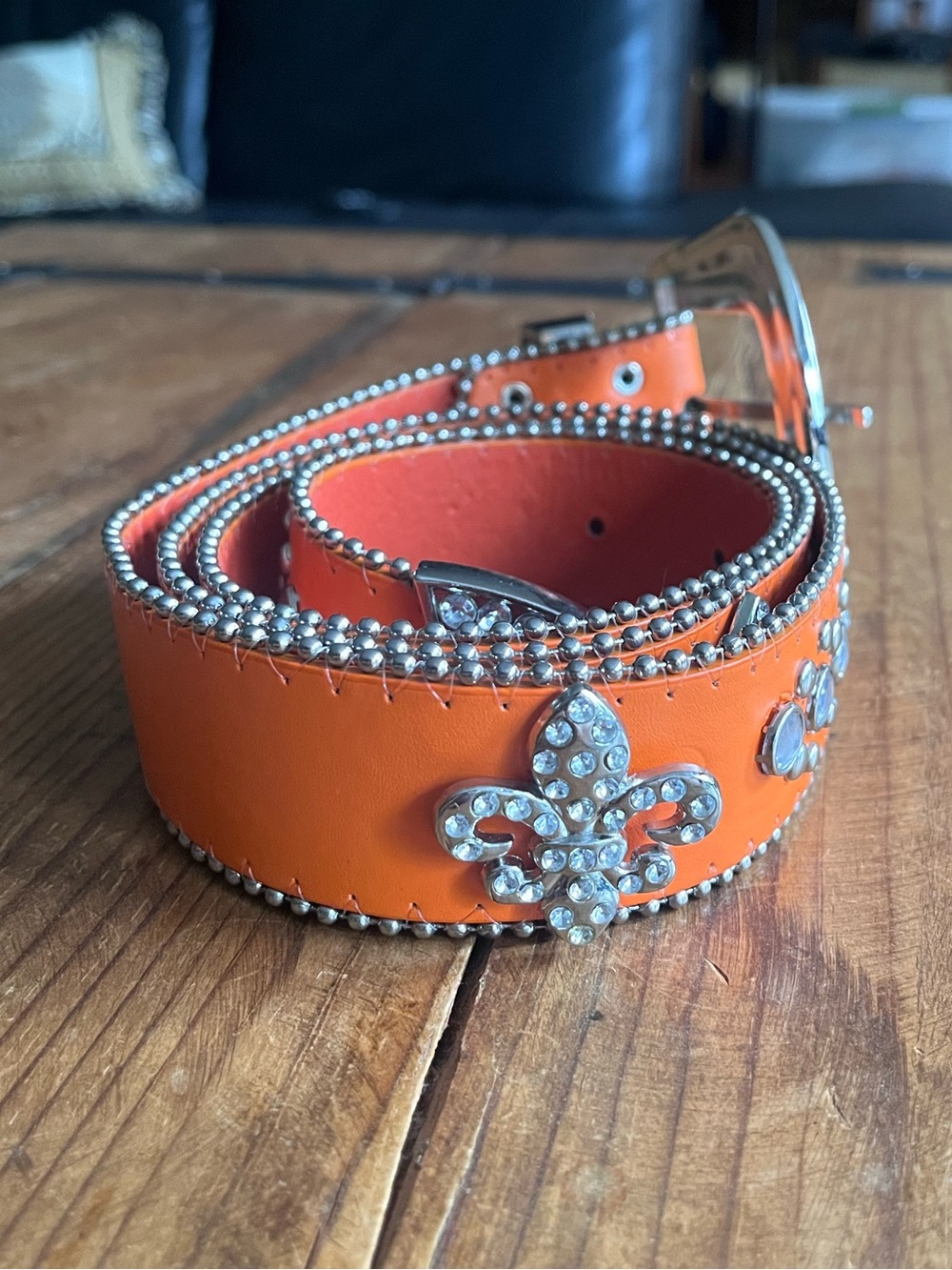 Crystal Western-Style Orange Women's Belt - Picture 2 of 3